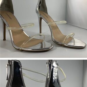 bebe Silver and Clear Strappy Heels